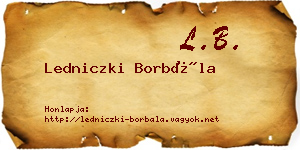 Ledniczki Borbála névjegykártya